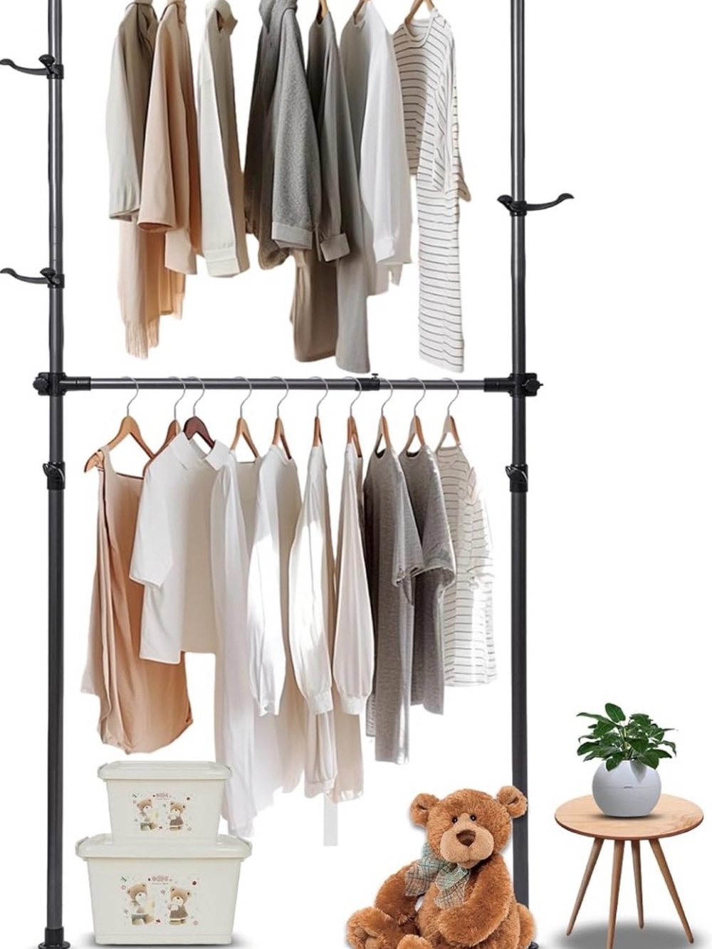 Adjustable Floor-to-Ceiling Tension Rod Garment Rack